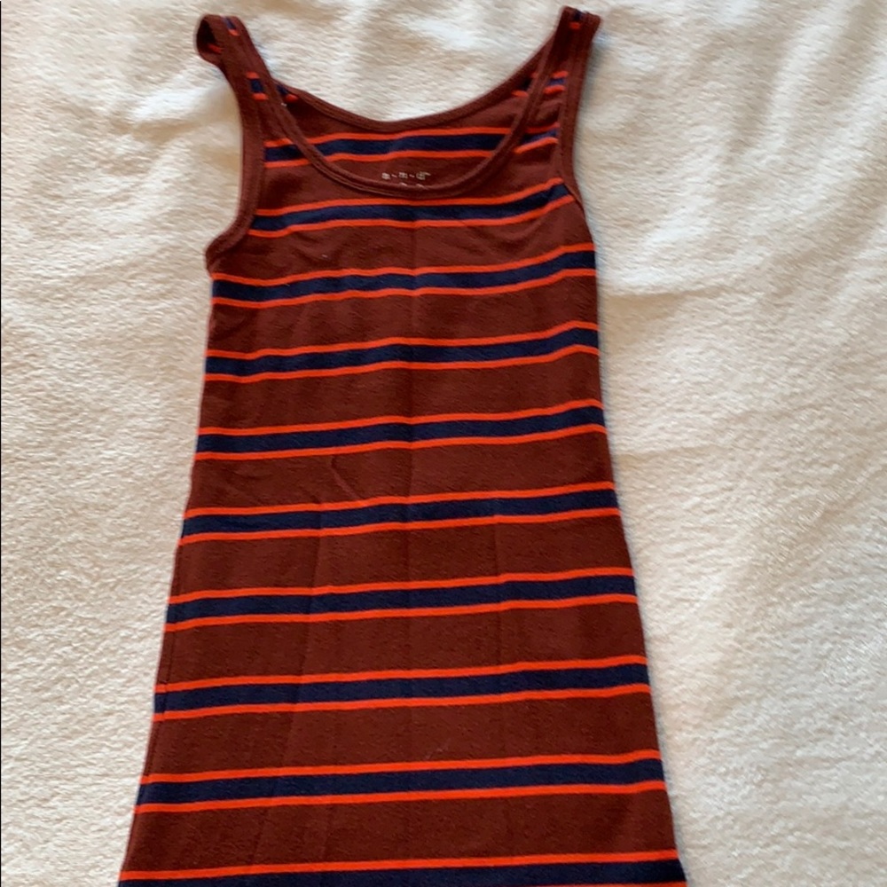 Maroon, Orange and Navy Blue Striped Tank Top